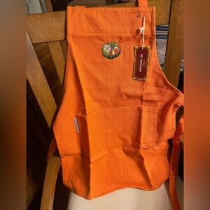 Williams Sonoma Kids Apron in Vibrant Orange with Pumpkin Motif